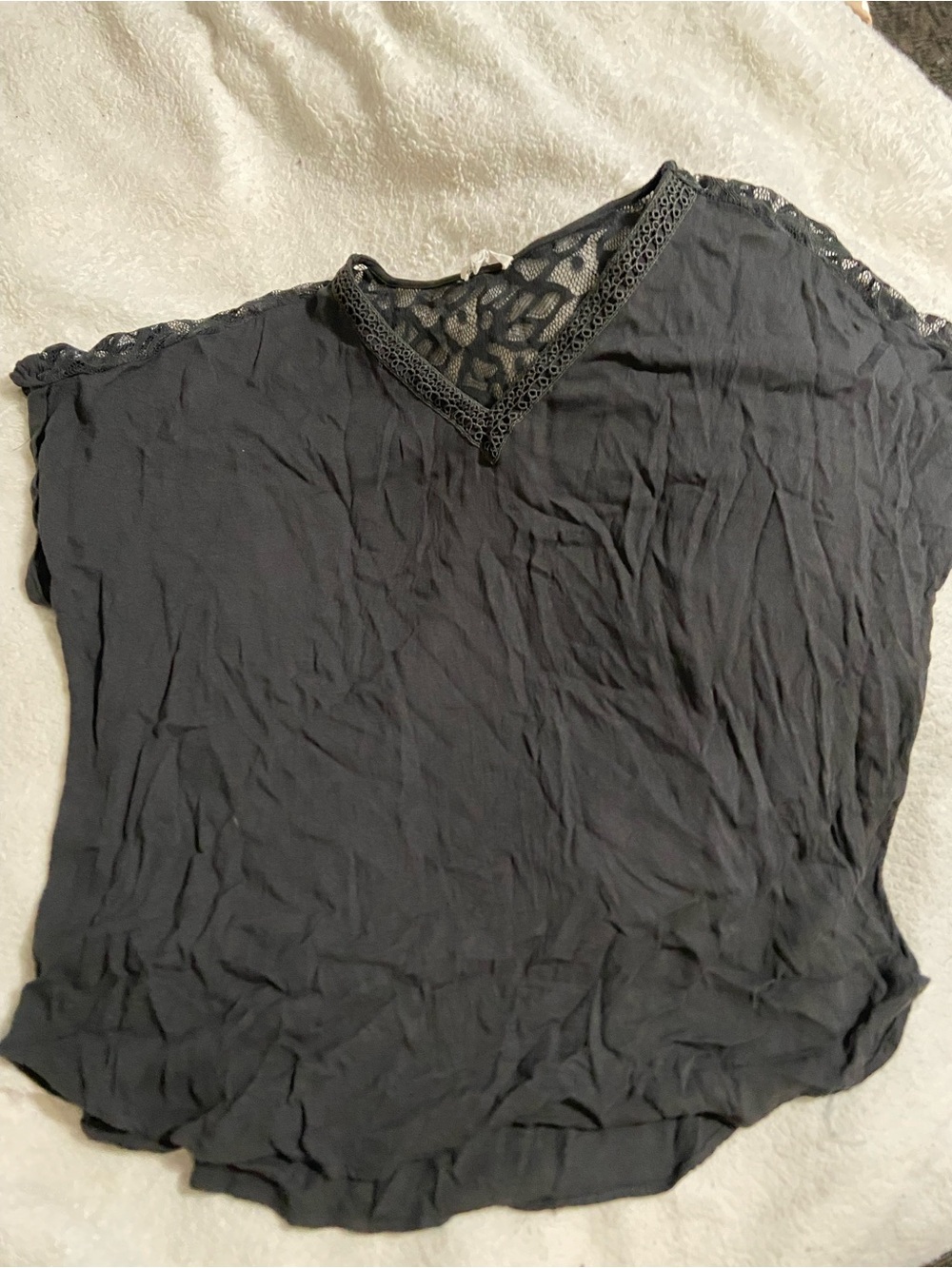Maurices Black Lace-Detail V-Neck Blouse